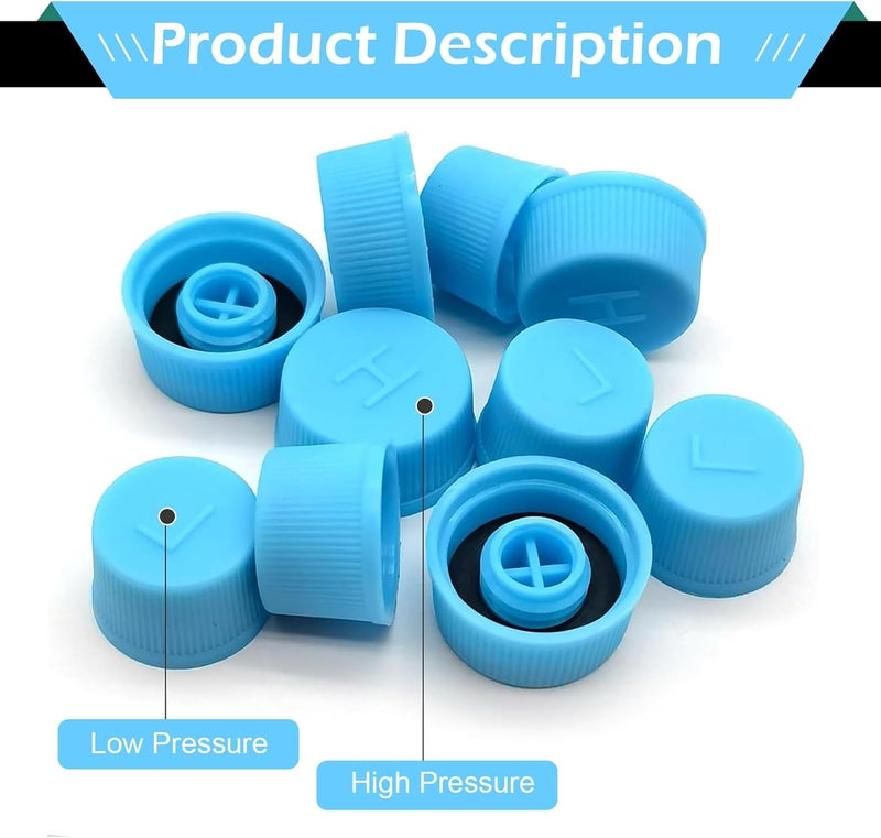 DACIRTY 10 PCS Car A/C Valve Core Caps, Leakproof Air Conditioning Hose Valve Covers with "H/L" Distinction on Top, High and Low Pressure Port Covers, Air Conditioning Valve Core Nuts (Blue) - Image 4